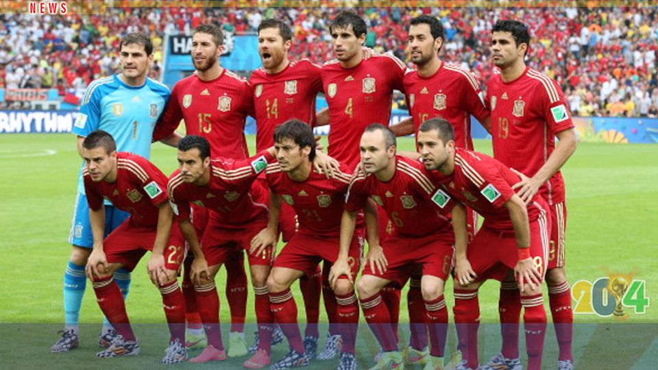 Tim Spanyol yang berlaga di Piala Dunia Brasil 2014. Copyright: &copy; Eli Suhaeli-INDOSPORT-Getty Images